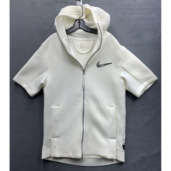 Nike Mens Full Zip Short Sleeve Hoodie Jacket BQ9289-100 White Size Medium - Picture 1 of 16